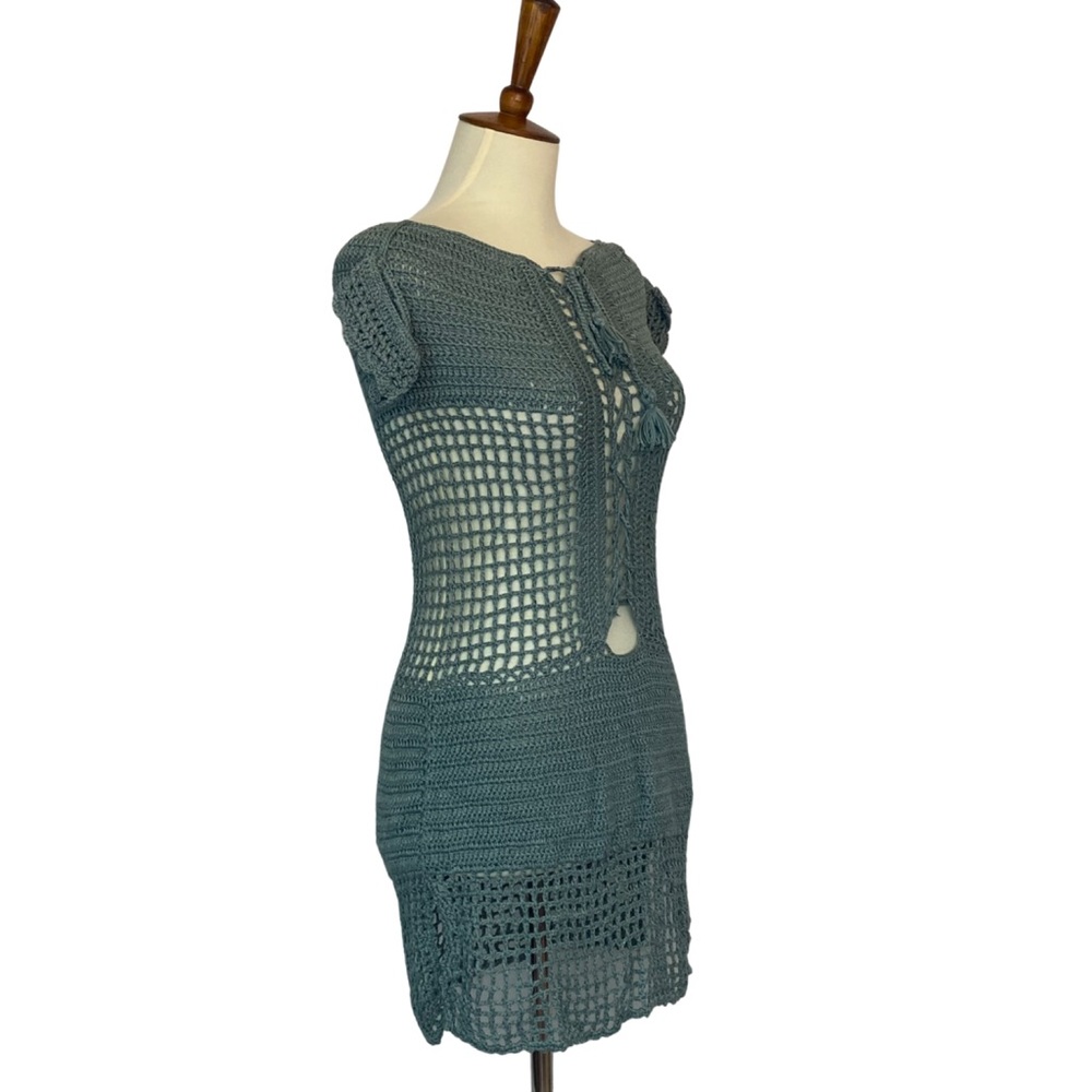 Boho Crochet Lace Up Beach Dress Bikini Coverup - Picture 11 of 16
